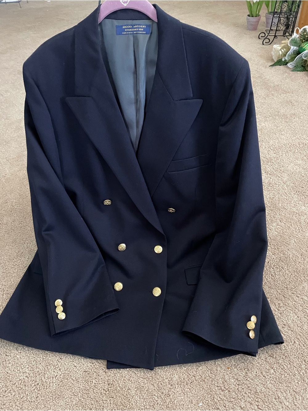 Brooks Brothers Navy Double-Breasted Blazer with Gold Buttons